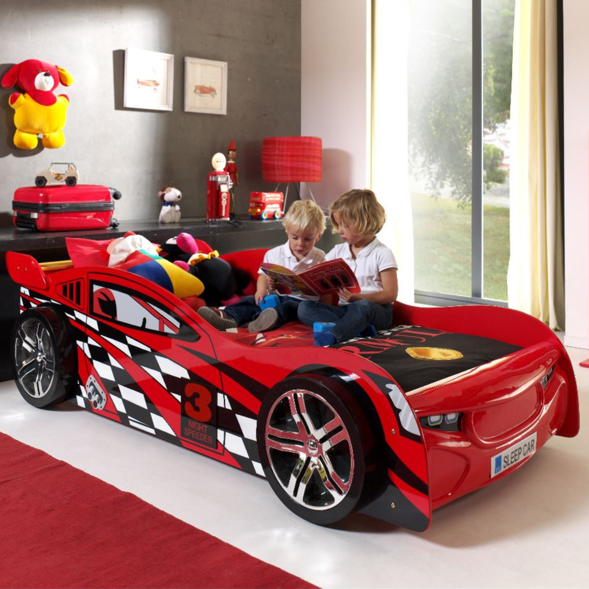 VIPACK NIGHT SPEEDER European single racing car kids bed 90 X 200cm red