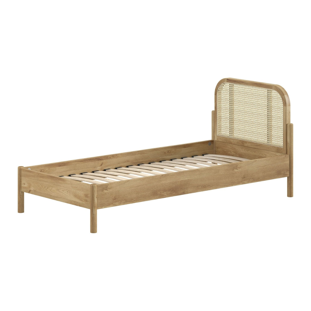 VIPACK OLIVE Rattan Single Bed - Oak