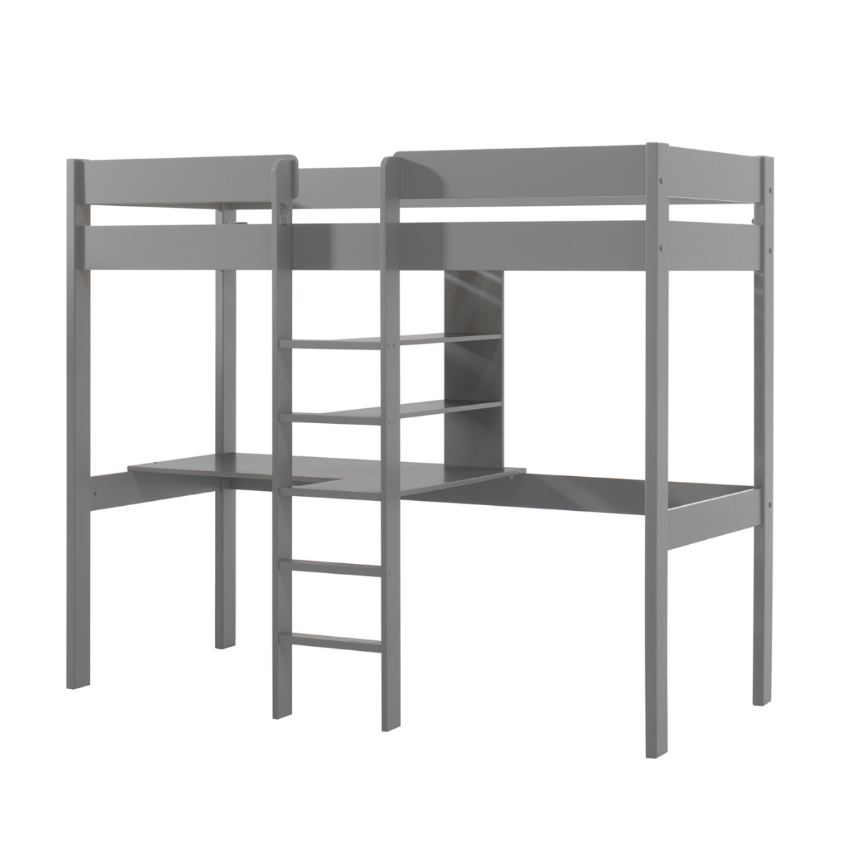 VIPACK PINO European single loft bed 90 X 200cm with ladder grey
