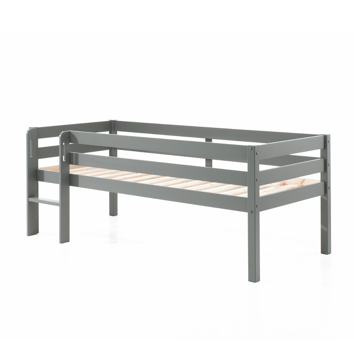 VIPACK PINO European single mid sleeper low 90 X 200cm with ladder grey