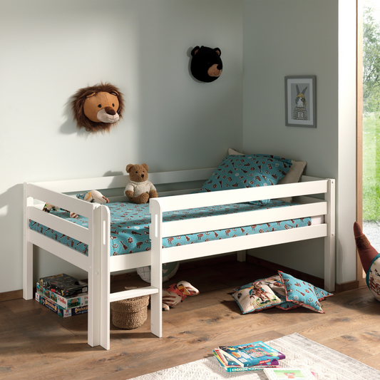 VIPACK PINO European single mid sleeper low 90 X 200cm with ladder white