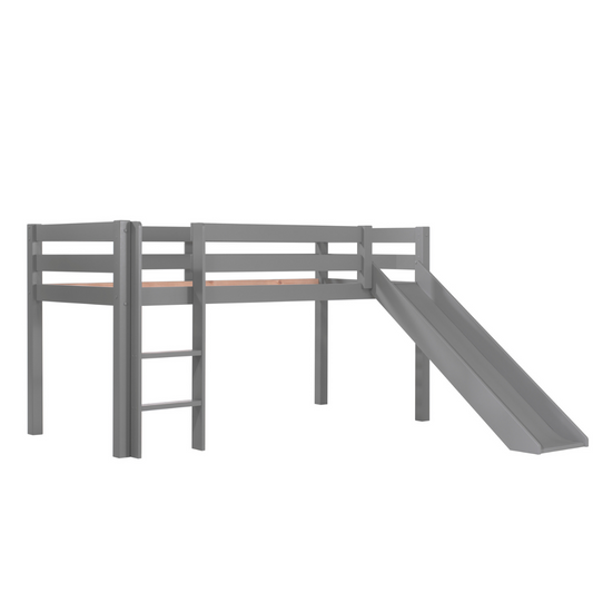 VIPACK PINO European single mid sleeper 90 X 200cm with ladder & slide grey