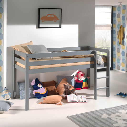 VIPACK PINO European single mid sleeper 90 X 200cm with ladder grey