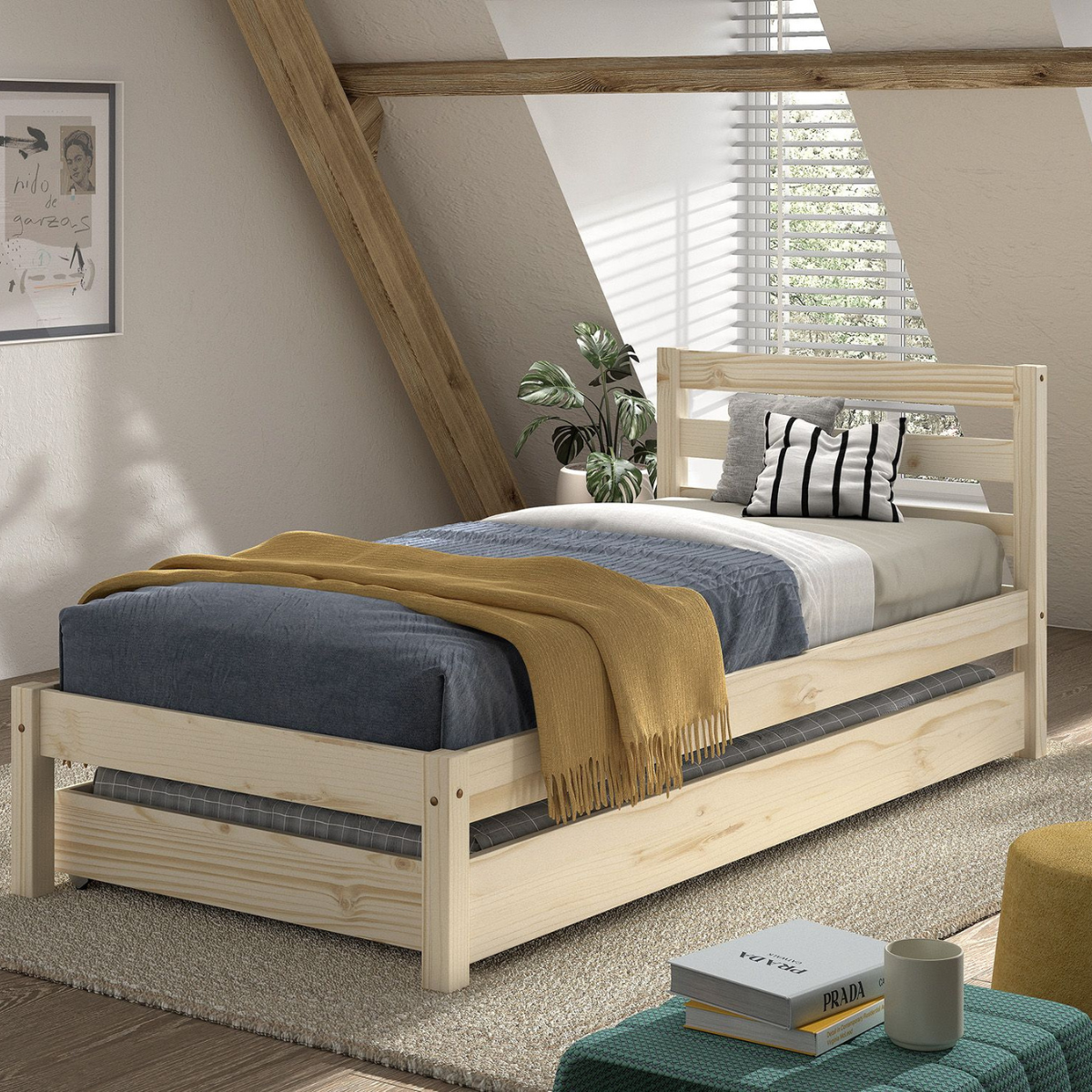 VIPACK PINO European single bed 90 X 200cm natural