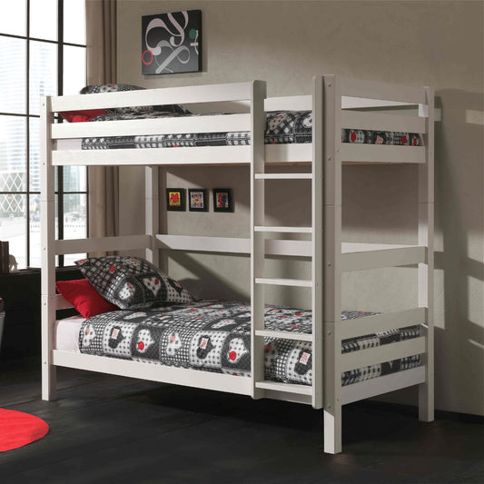 VIPACK PINO white high bunk bed 90 x 200cm styled in a modern shared children's bedroom