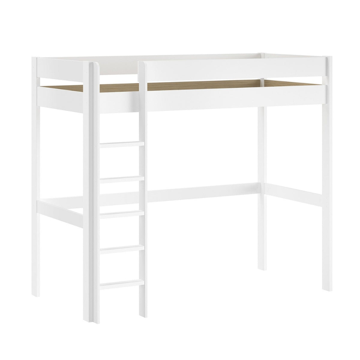 VIPACK PRIMO white loft bed without mattress on plain white background
