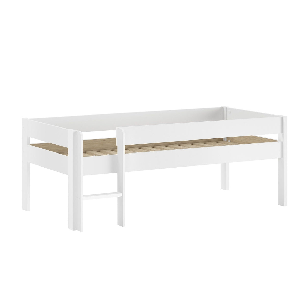 VIPACK PRIMO low mid sleeper bed white without mattress on plain white background