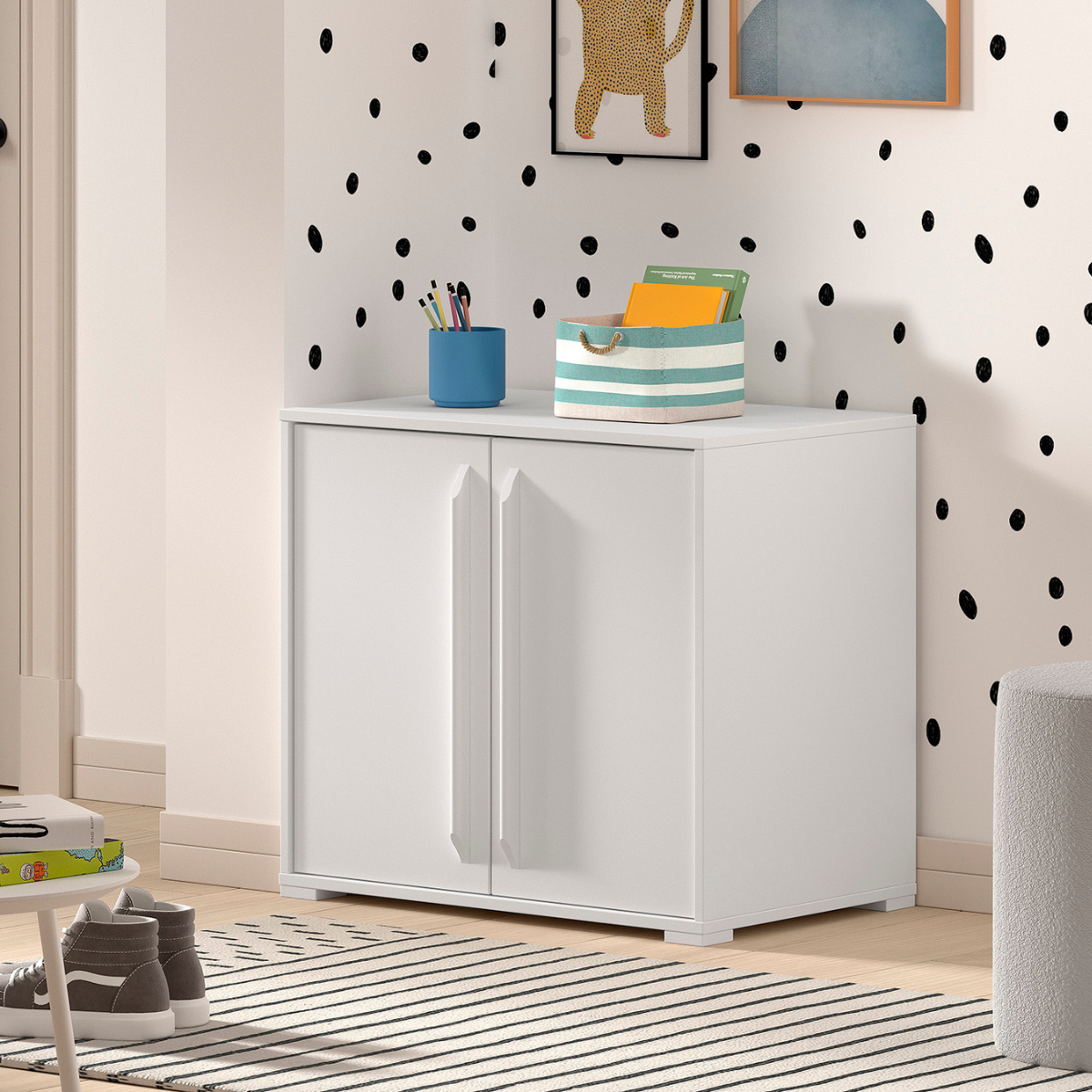 VIPACK SAM European mid sleeper 90 X 200 cm white with storage drawers & shelving unit