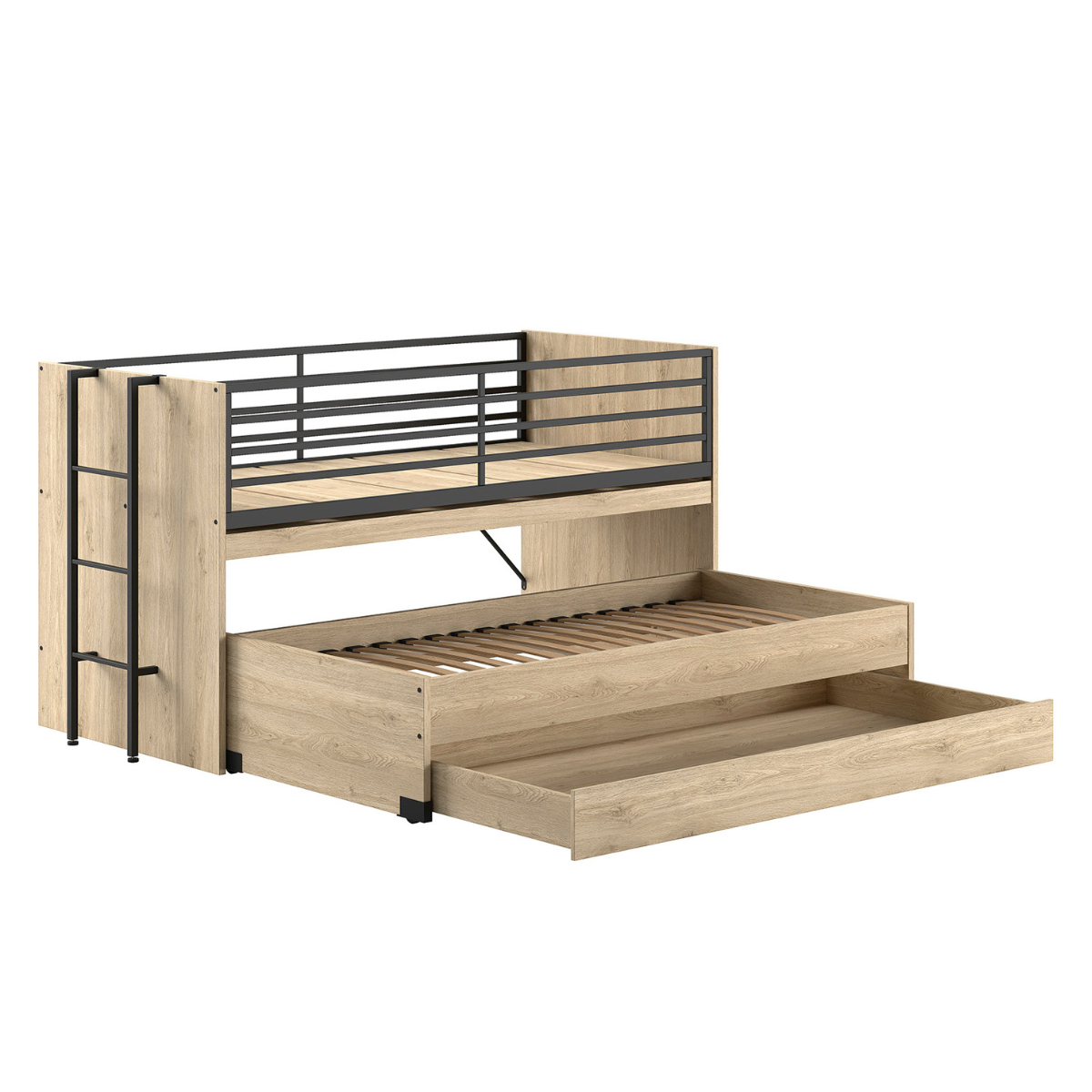 VIPACK SAM European triple mid sleeper 90 X 200 cm oak