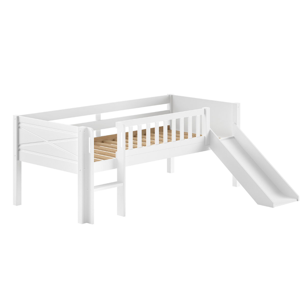 VIPACK SCOTT European single mid sleeper low with slide 90 X 200 cm white