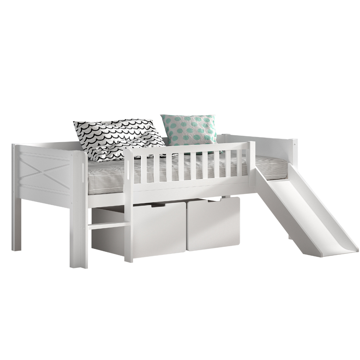 VIPACK SCOTT European single mid sleeper low with slide 90 X 200 cm white