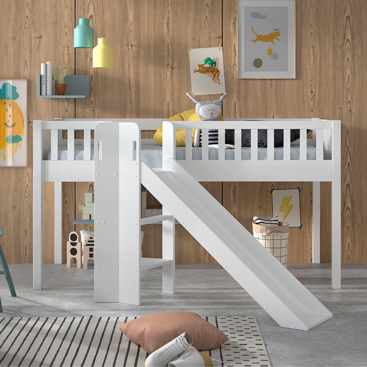 VIPACK SCOTT European single mid sleeper 90 X 200 cm white with slide