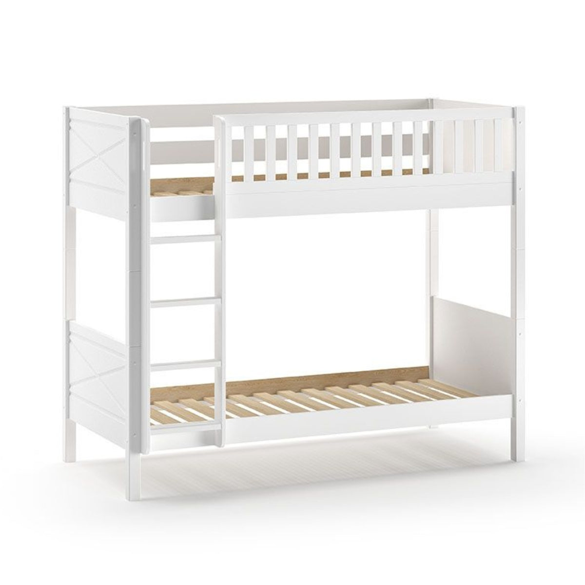 VIPACK scott white bunk bed without mattresses on plain white background