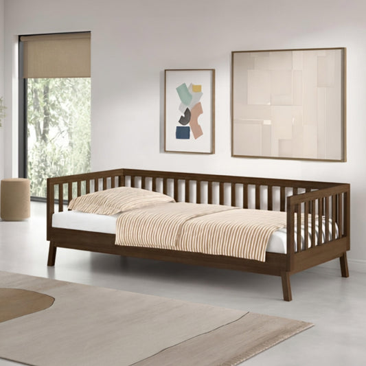 VIPACK SEZANE dark wood walnut single day bed in modern living space