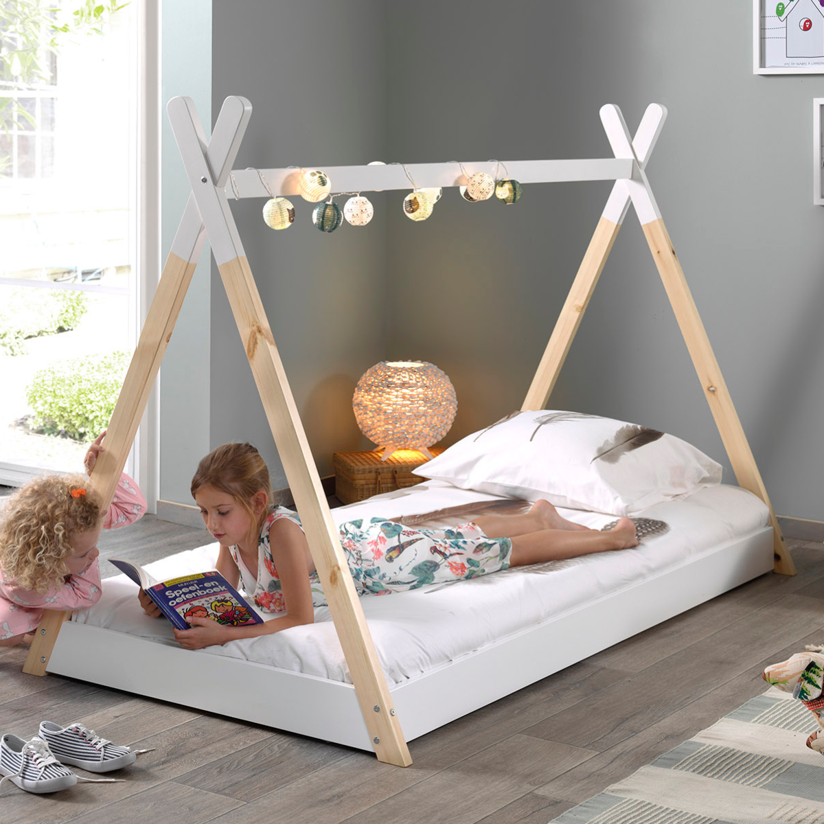 VIPACK TIPI Sheila European single tent bed 90 X 200cm white