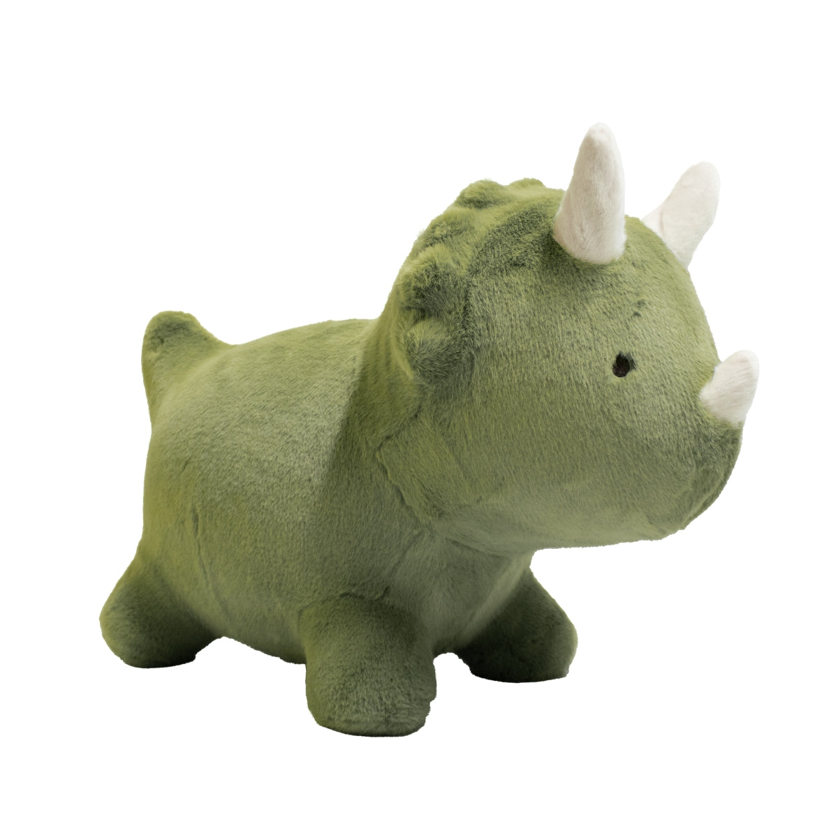 Wild & Soft Dino plush ride-on bouncy toy for children aged 3+ on plain white background
