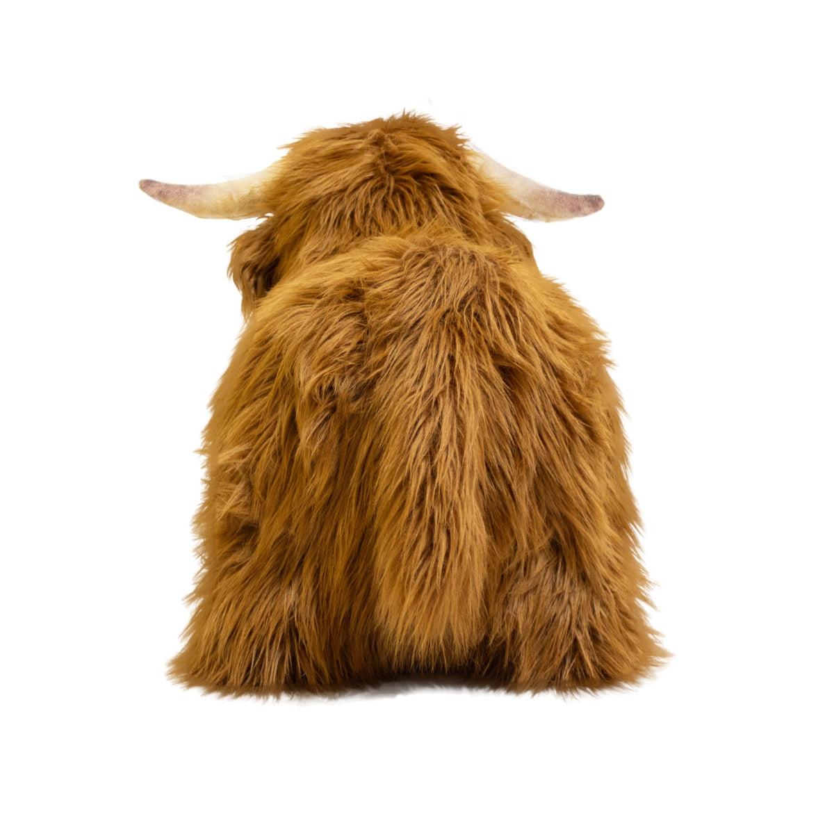 rear view of Soft Bouncy Highland Cow by Wild & Soft on plain white background