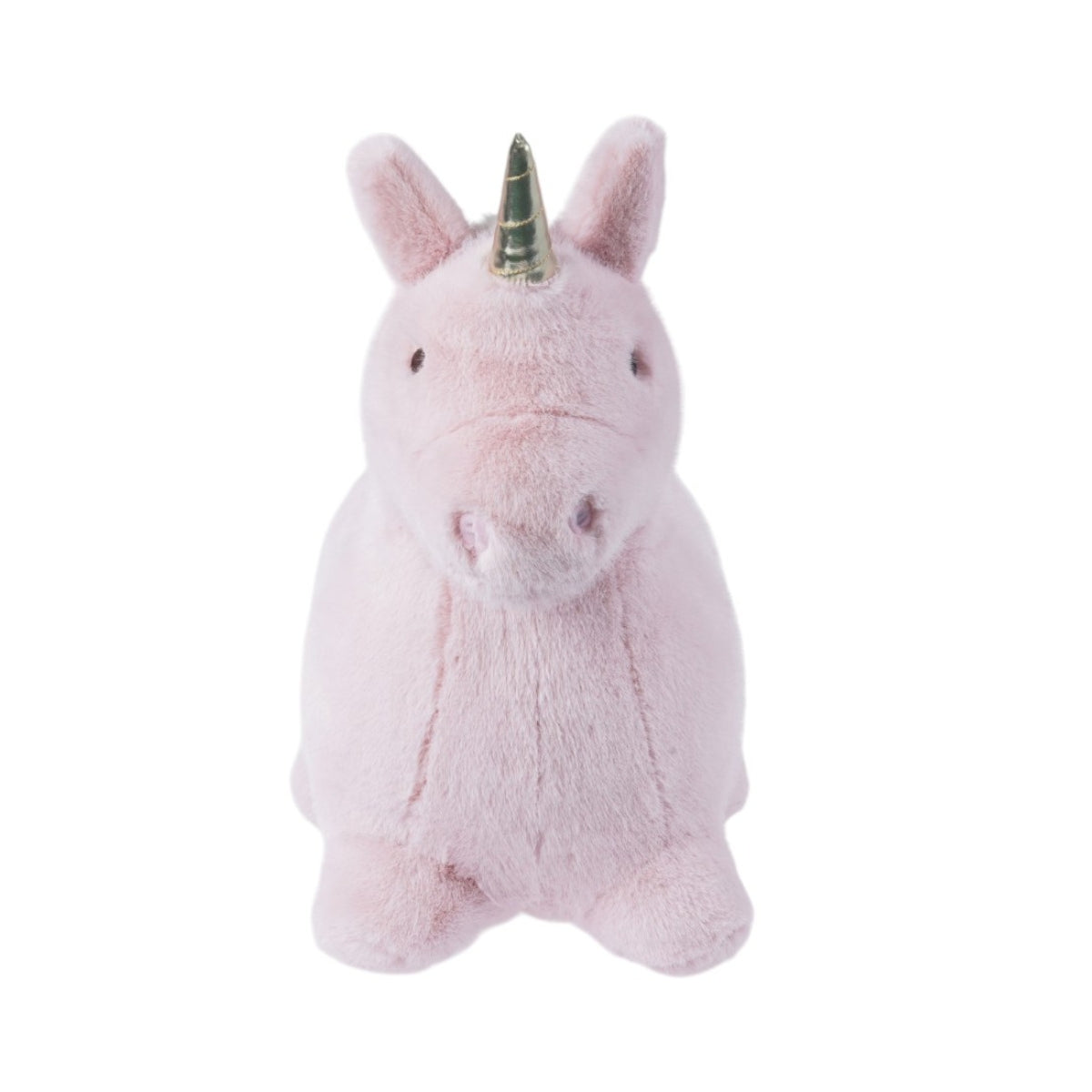 front view of Wild & Soft Soft Bouncy Pink Unicorn plush bouncing toy on plain white background