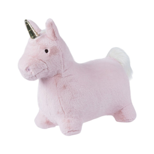 Wild & Soft Soft Bouncy Pink Unicorn plush bouncing toy for children aged 3 years+ on plain white background