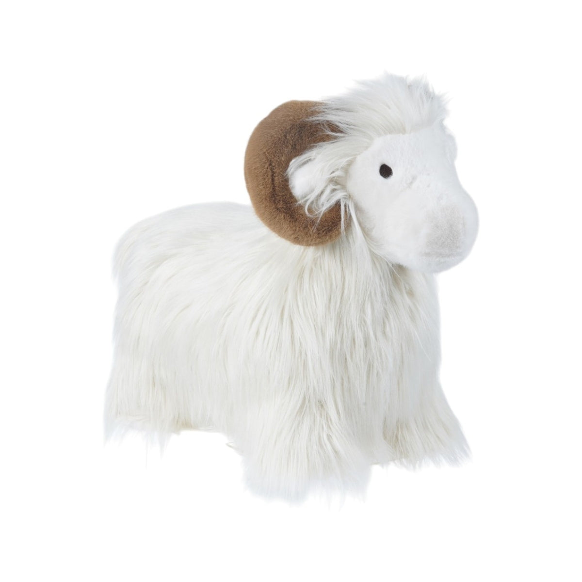 Wild & Soft Bouncy Ram soft plush ride-on animal toy on white background