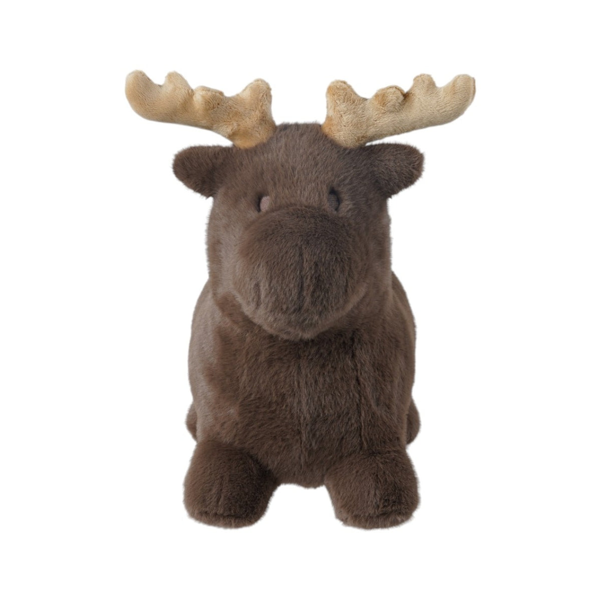 front view of Wild & Soft Soft Bouncy Moose plush ride on bouncer toy on white background