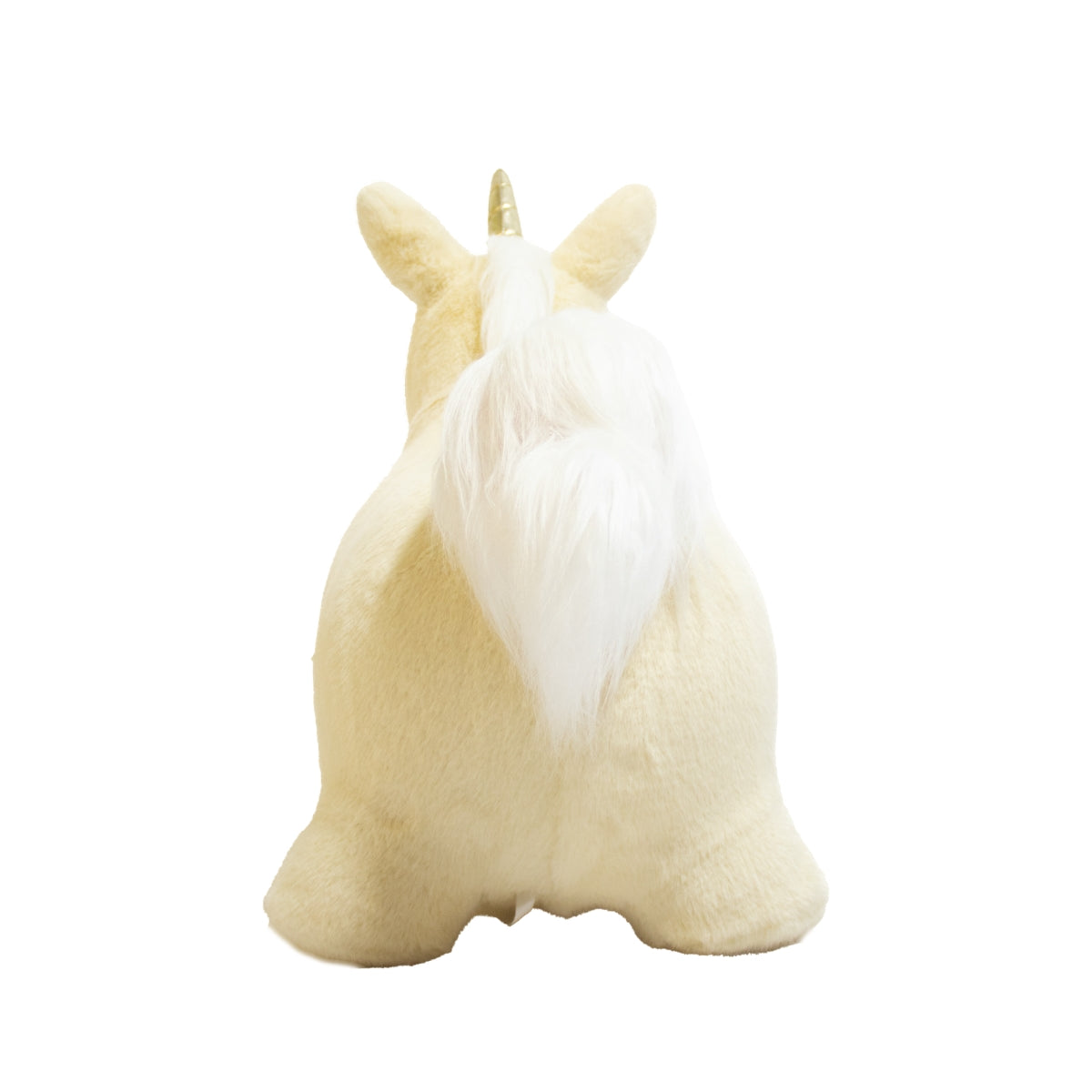 rear view of Wild & Soft Bouncy Unicorn beige on plain white background