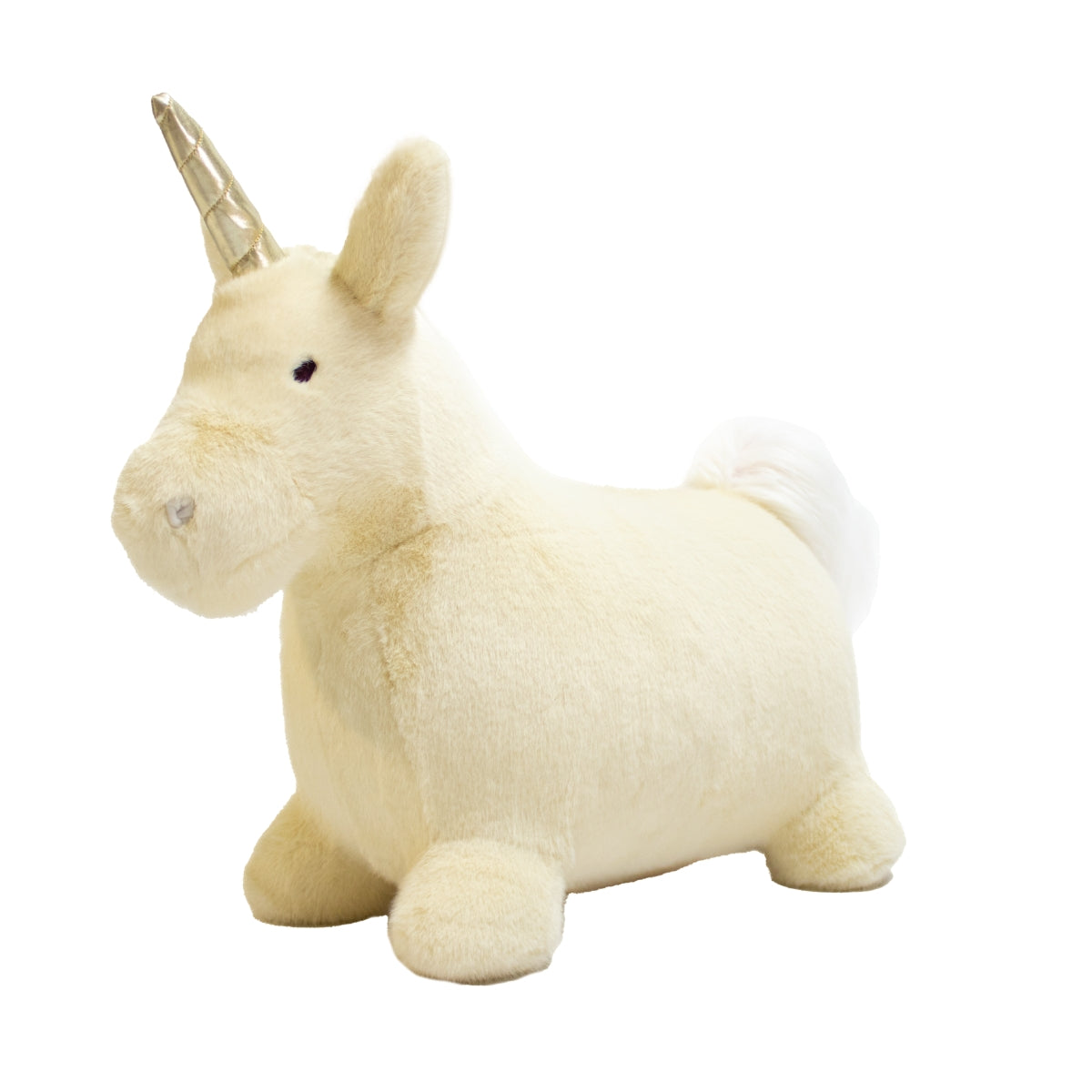 Wild & Soft Soft Bouncy Unicorn beige plush bouncing toy for children aged 3 years+ on white background