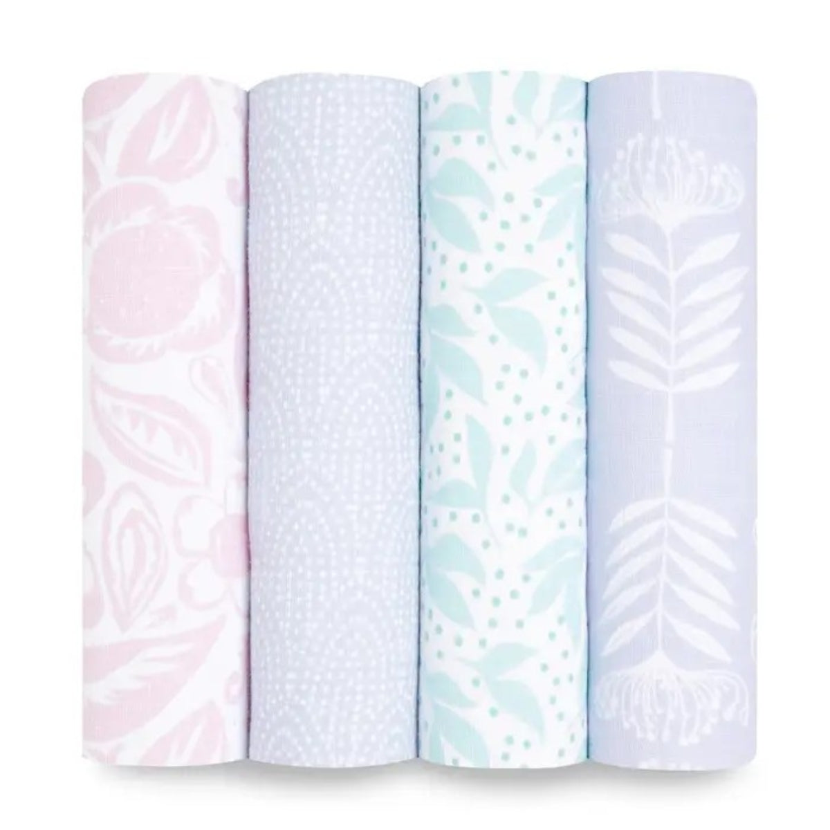 aden + anais Essentials Cotton Muslin Swaddle Blankets 4 Pack in Damsel on white background