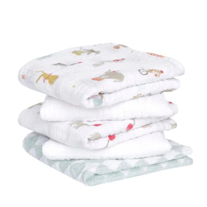 aden + anais Essentials Cotton Muslin Squares 5 Pack in Elephant Circus on plain white background