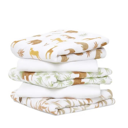 aden + anais Essentials Cotton Muslin Squares 5 Pack in Tanzania on plain white background