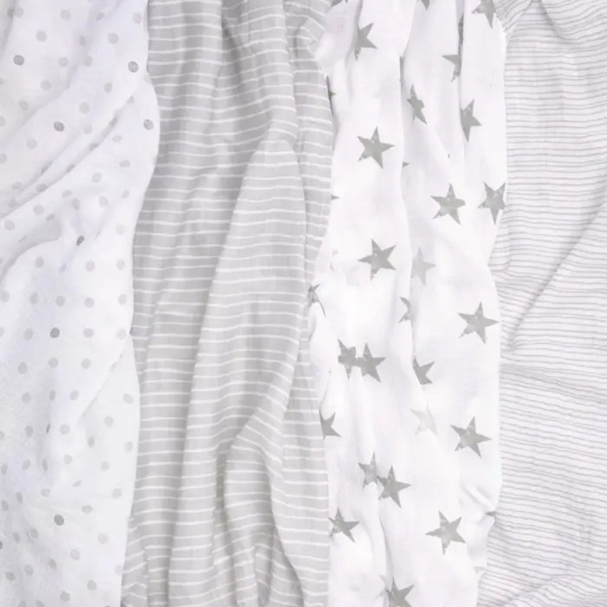 close up of patterns on aden + anais Essentials Cotton Muslin Swaddle Blankets 4 Pack in Dusty