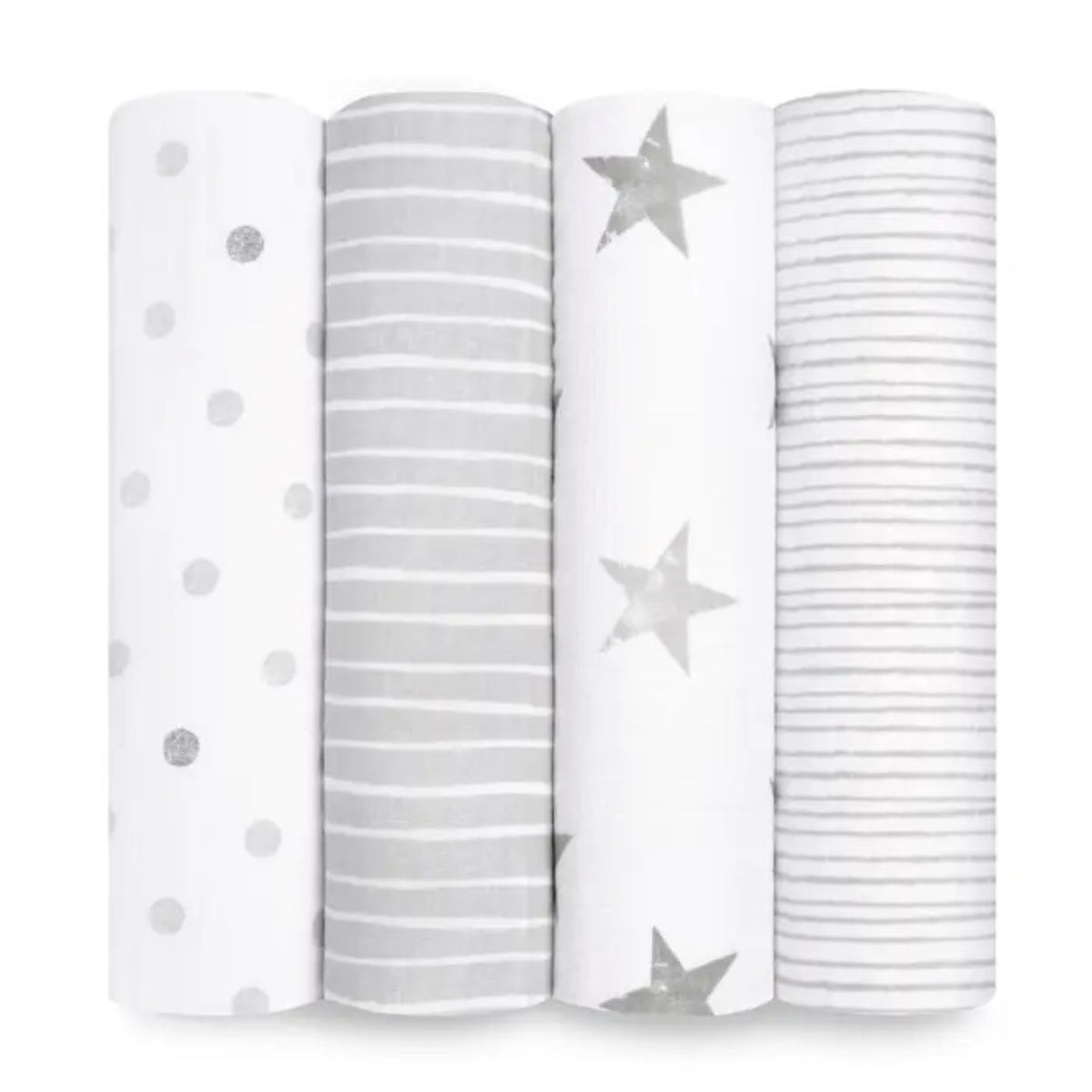 aden + anais Essentials Cotton Muslin Swaddle Blankets 4 Pack in Dusty on plain white background