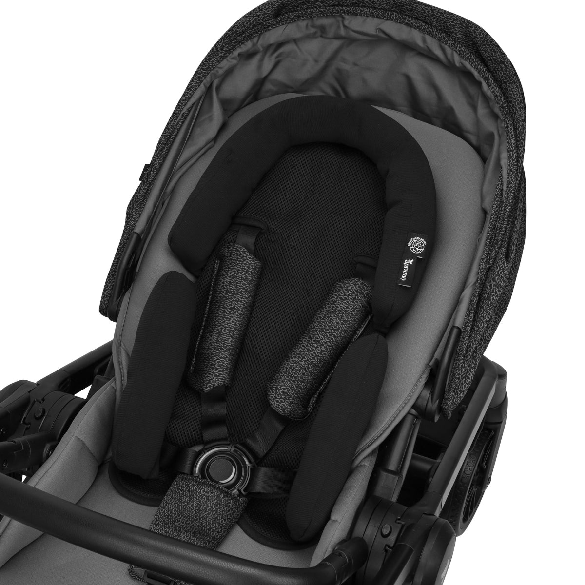 apramo breathable newborn baby & infant head support black in pushchair
