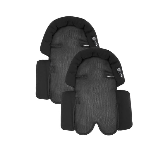 2 x apramo breathable newborn baby & infant head supports black on plain white background