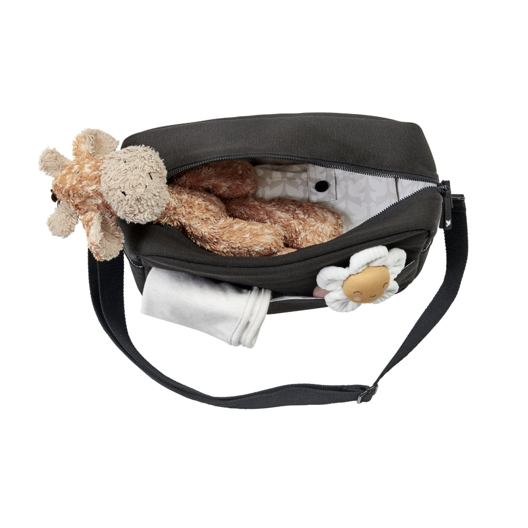 apramo stroller organiser above view open with toys and baby changing essentials in