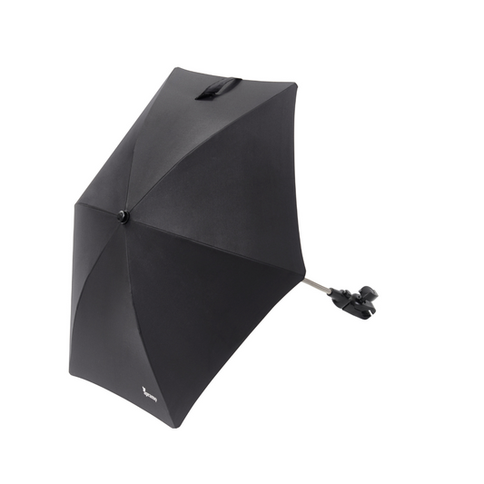 A black apramo universal stroller parasol on plain white background