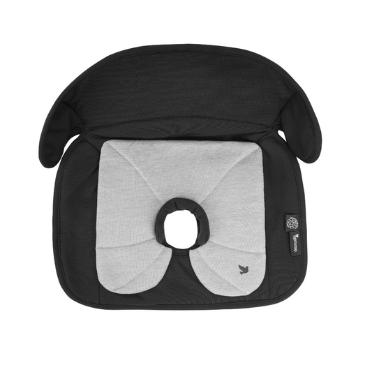 a black waterproof pee protector for infant car seat or stroller with Extra removable waterproof lining on a plain white background 