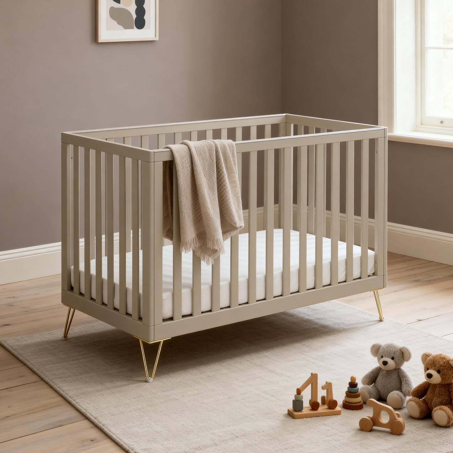 Babymore Kimi Cot Bed 120 x 60cm Cashmere