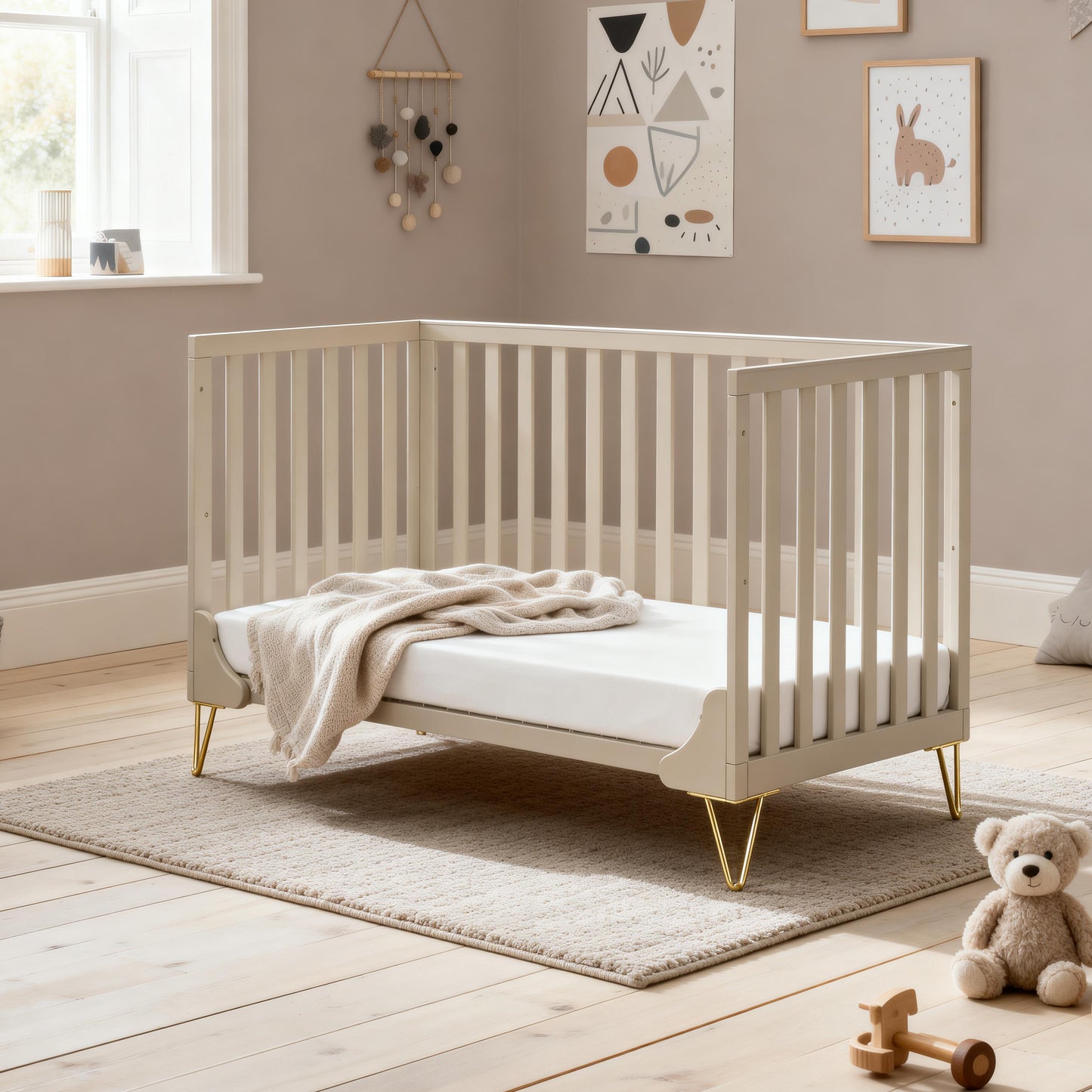 Babymore Kimi Cot Bed 120 x 60cm Cashmere