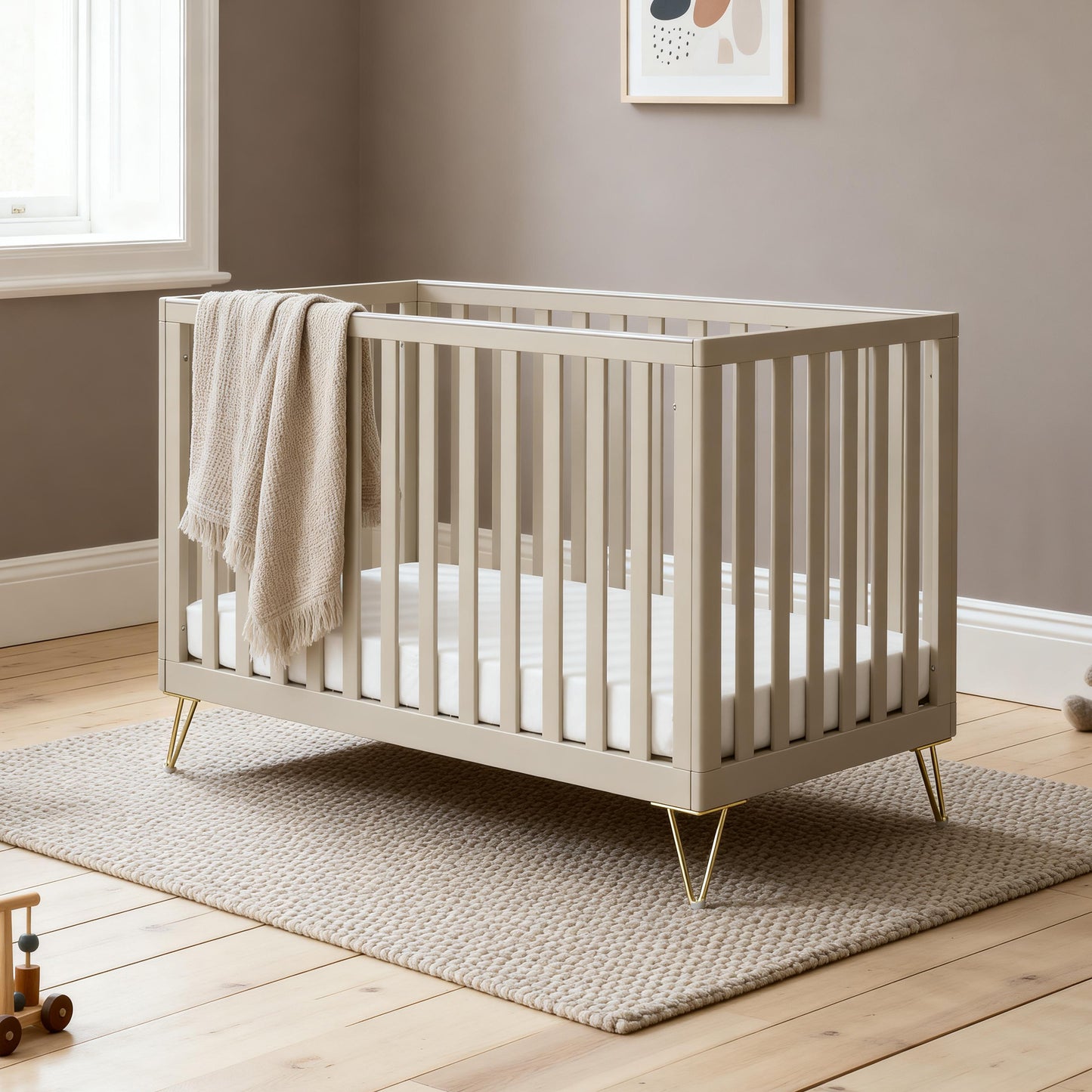 Babymore Kimi Cot Bed 120 x 60cm Cashmere