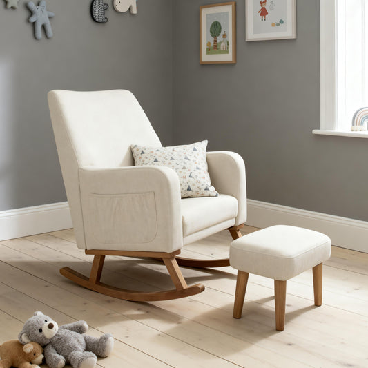 Babymore Callie Nursing Chair with Stool Ivory