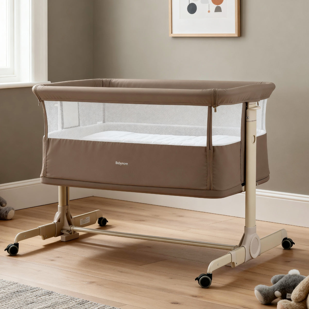 Babymore Neera Co-Sleeper Bedside Crib Mocha