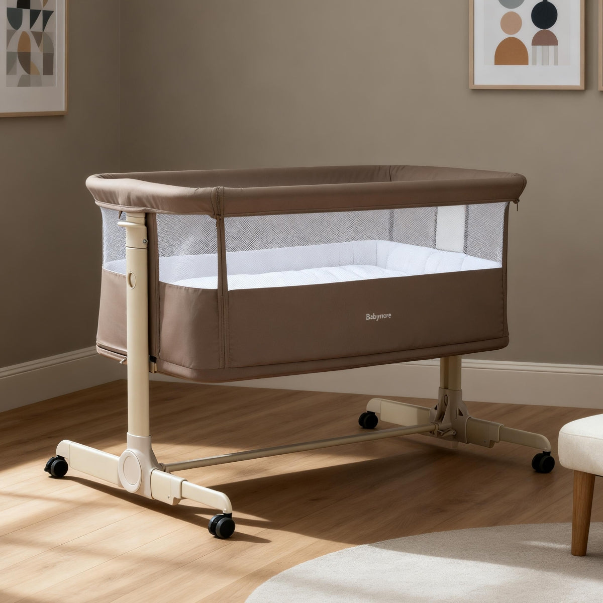 Babymore Neera Co-Sleeper Bedside Crib Mocha