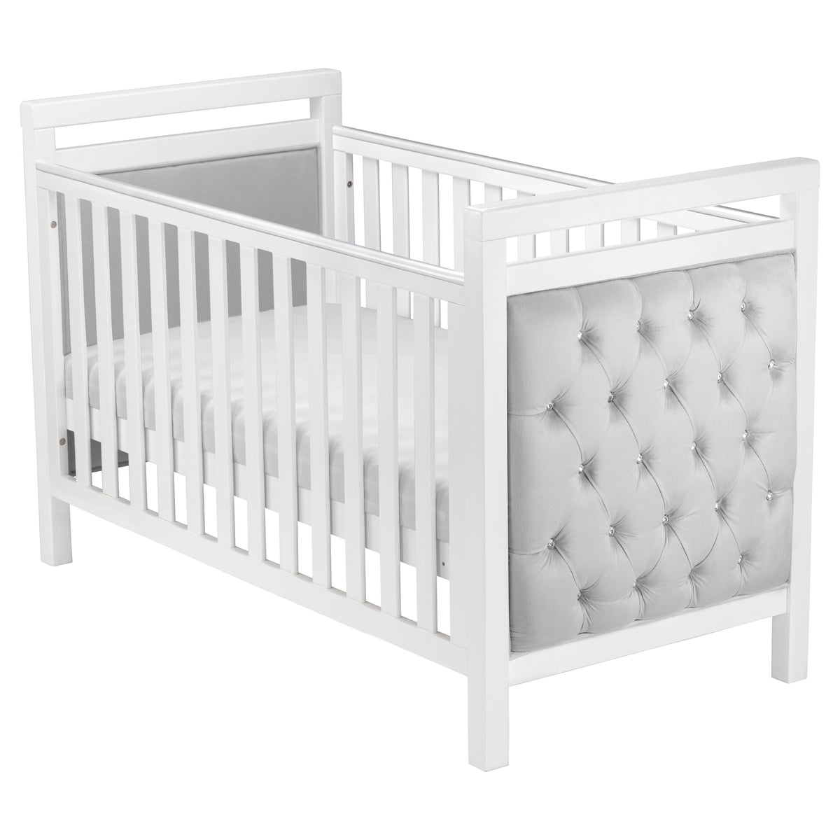 Babymore Velvet Deluxe Cot Bed 140 x 70cm White