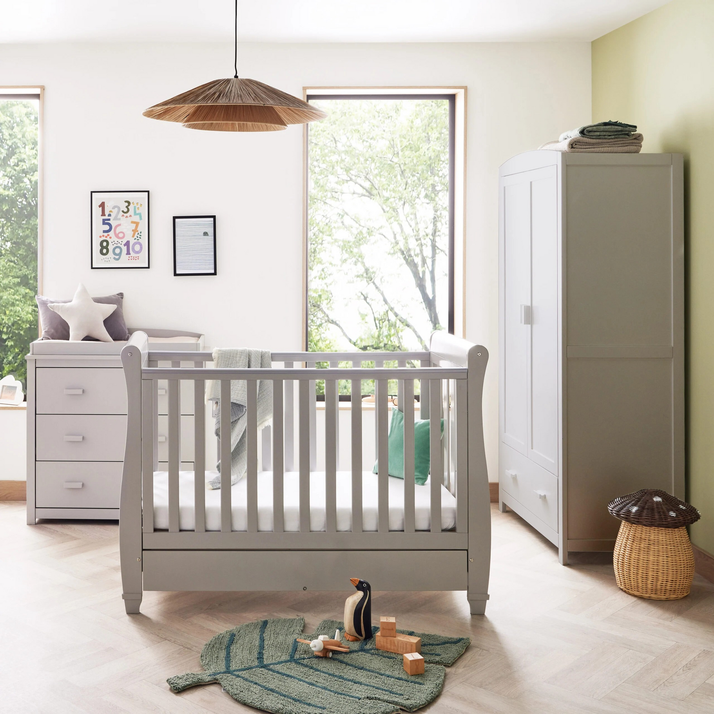 Babymore Eva Cot Bed 120 x 60cm 3 Piece Room Set Grey