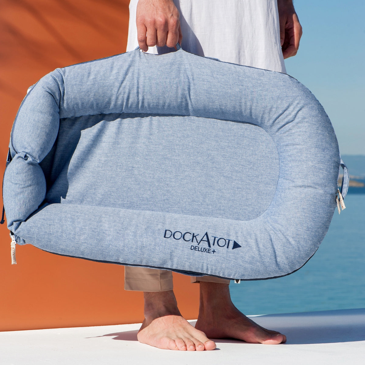 DockATot Deluxe+ Baby Dock – Indigo Chambray