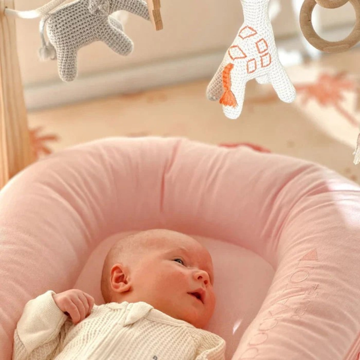 DockATot Deluxe+ Baby Dock –  Pink Blossom Chambray