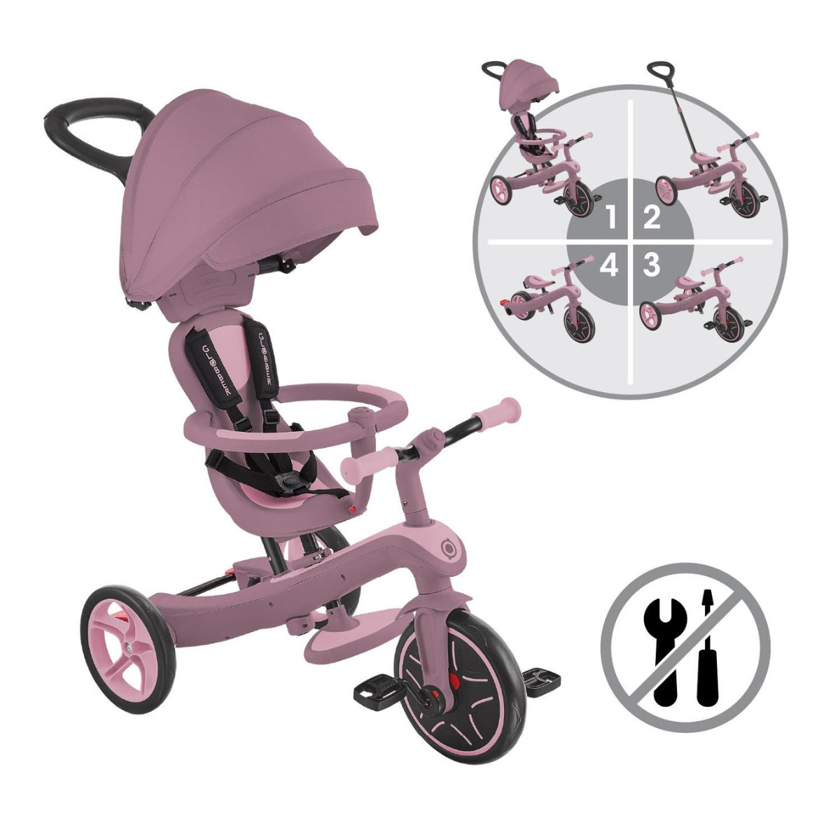 Globber Explorer Trike Eco 4-in-1 - Berry