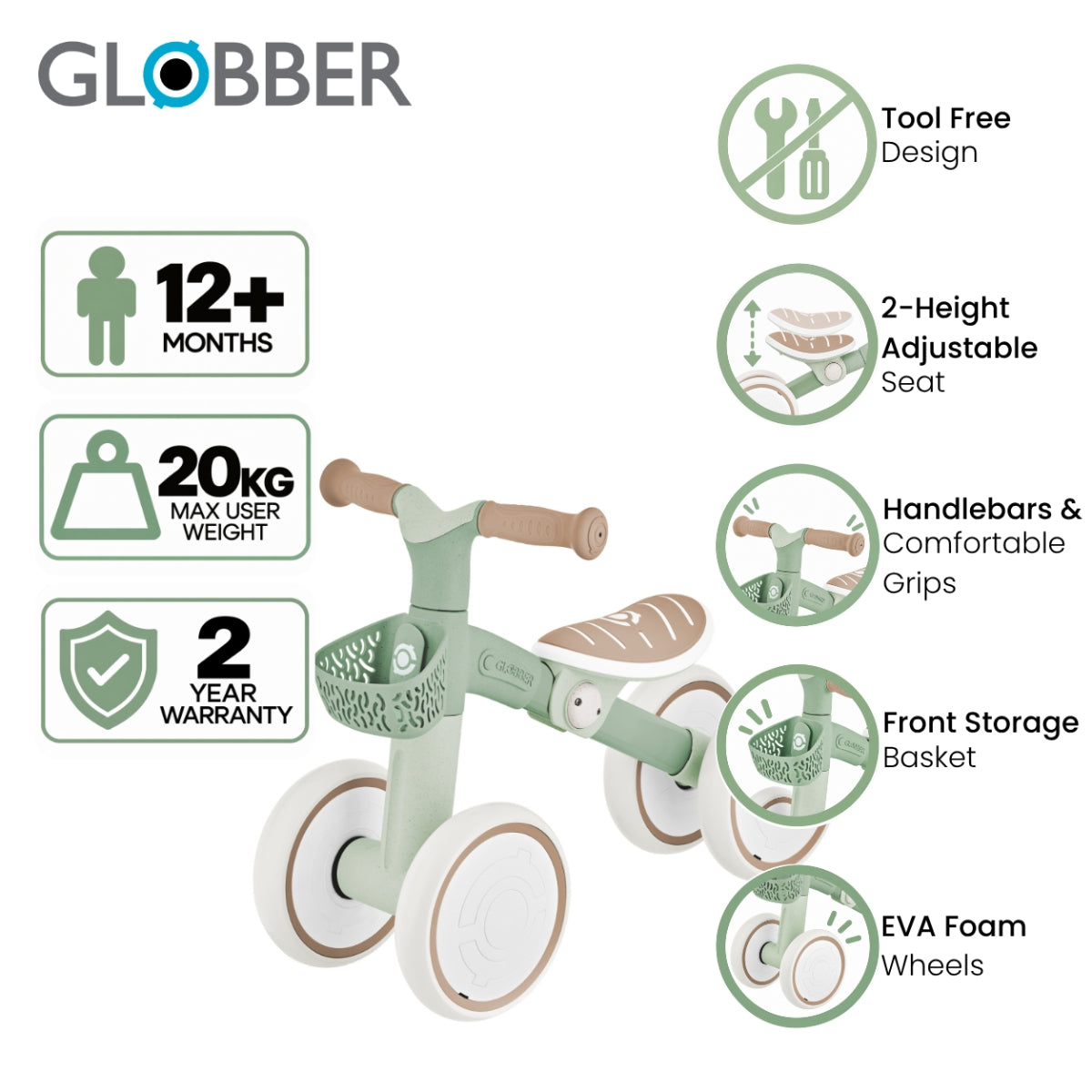 Globber Learning Bike Eco - Pistachio