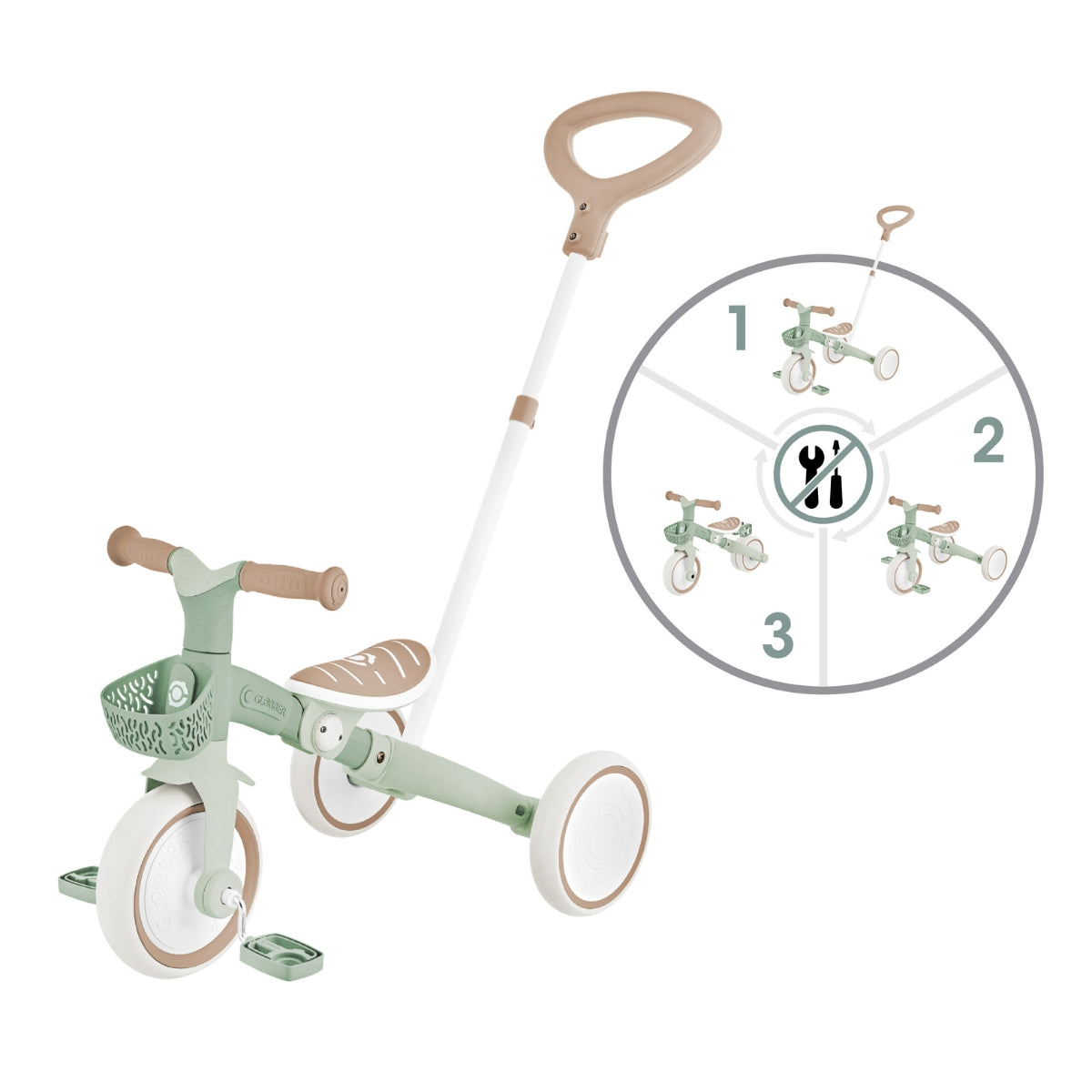 Globber Learning Trike 3-in-1 Plus Eco – Pistachio